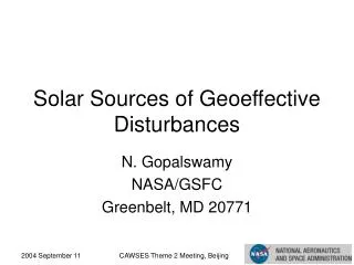 Solar Sources of Geoeffective Disturbances