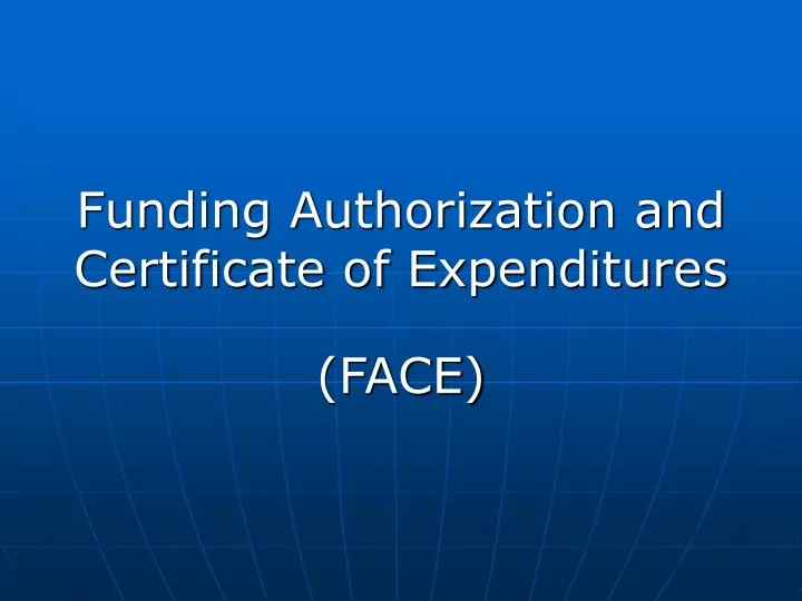 funding authorization and certificate of expenditures