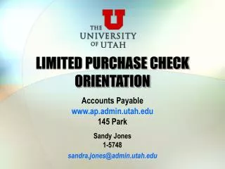 LIMITED PURCHASE CHECK ORIENTATION