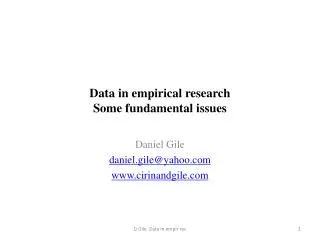 Data in empirical research Some fundamental issues