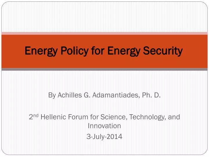 energy policy for energy security
