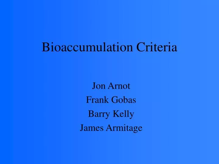 bioaccumulation criteria
