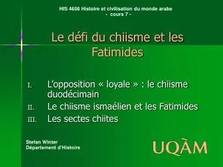 le d fi du chiisme et les fatimides