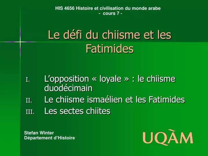 le d fi du chiisme et les fatimides