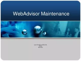 WebAdvisor Maintenance