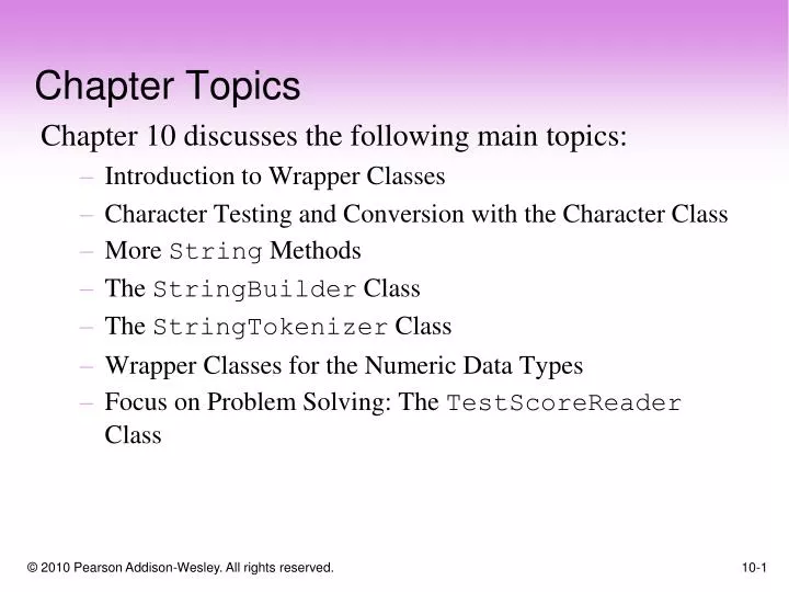 chapter topics