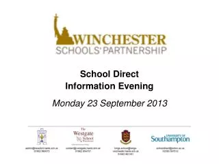 School Direct Information Evening Monday 23 September 2013