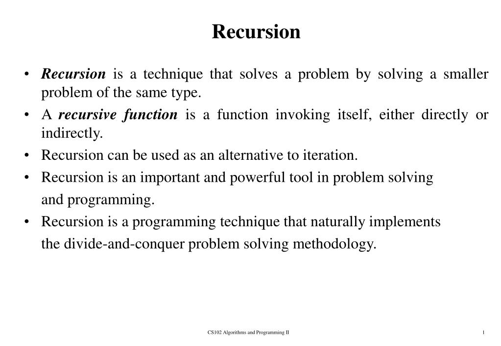 PPT - Recursion PowerPoint Presentation, free download - ID:3608517