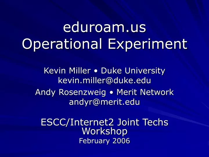 eduroam us operational experiment