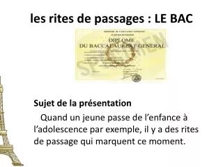 les rites de passages le bac