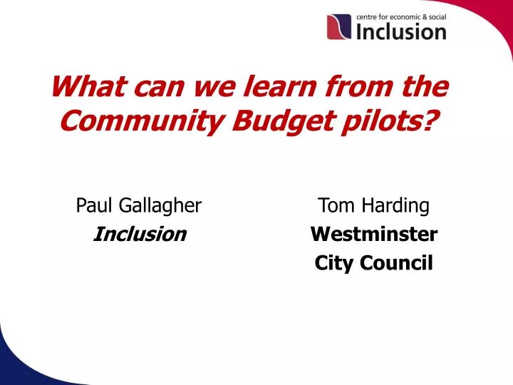 what can we learn from the community budget pilots