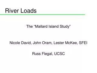 the mallard island study nicole david john oram lester mckee sfei russ flegal ucsc