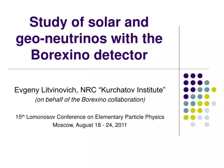 study of solar and geo neutrinos with the borexino detector