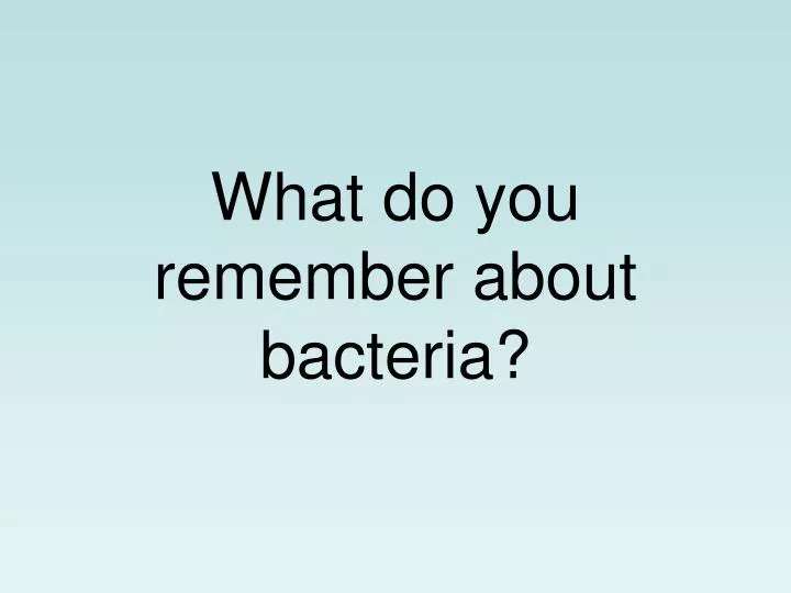 what do you remember about bacteria