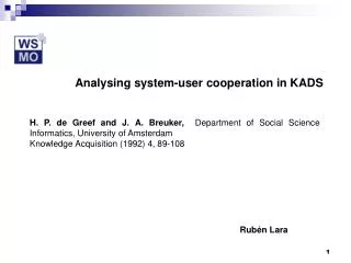 Analysing system-user cooperation in KADS