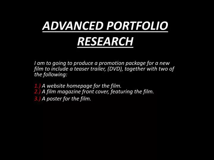 advanced portfolio research
