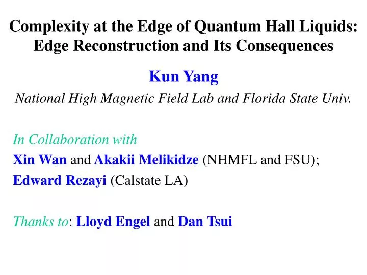 complexity at the edge of quantum hall liquids edge reconstruction and its consequences