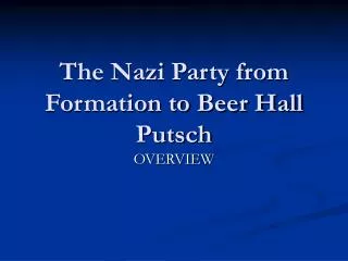 The Nazi Party from Formation to Beer Hall Putsch