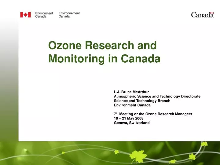 ozone research and monitoring in canada