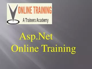 ASP .Net Online Training @VOnlineTraining 1-610 99