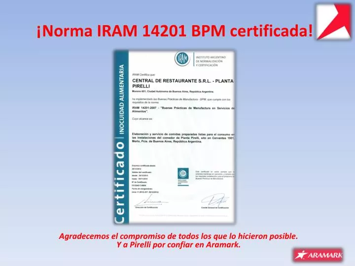 norma iram 14201 bpm certificada
