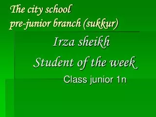 The city school pre-junior branch (sukkur)