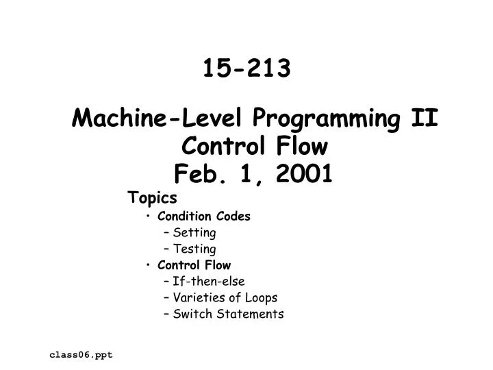 machine level programming ii control flow feb 1 2001