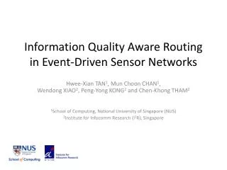 Information Quality Aware Routing in Event-Driven Sensor Networks