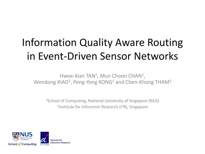information quality aware routing in event driven sensor networks