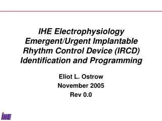 Eliot L. Ostrow November 2005 Rev 0.0