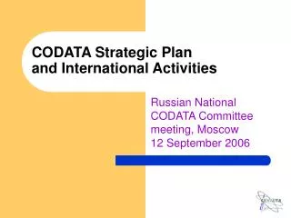 CODATA Strategic Plan and International Activities