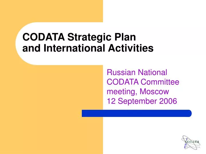 codata strategic plan and international activities