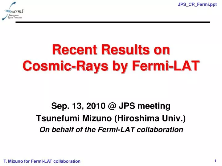 recent results on cosmic rays by fermi lat