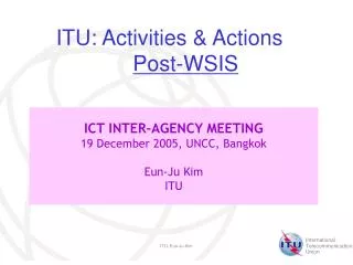 ITU: Activities &amp; Actions Post-WSIS