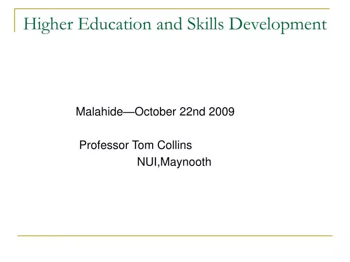 higher education and skills development