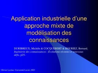 application industrielle d une approche mixte de mod lisation des connaissances