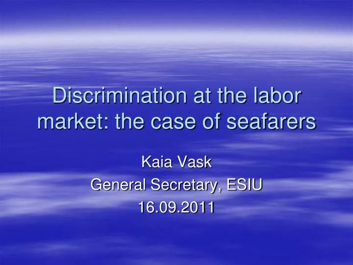 discrimination at the labor market the case of seafarers