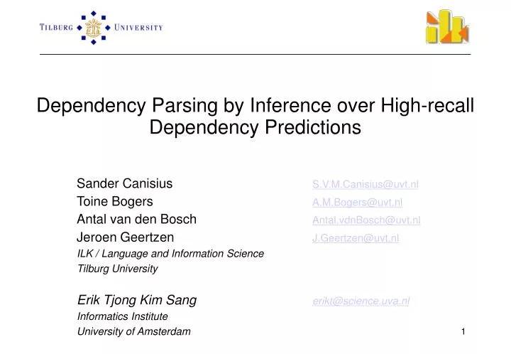 dependency parsing by inference over high recall dependency predictions