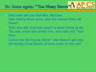 Dr. Seuss again: &quot;Too Many Daves&quot;