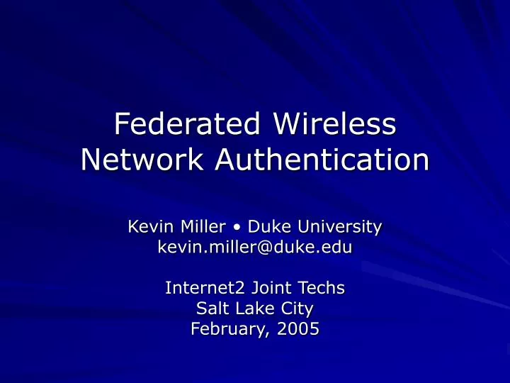 federated wireless network authentication