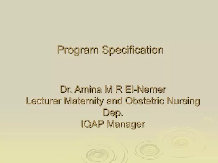 dr amina m r el nemer lecturer maternity and obstetric nursing dep iqap manager