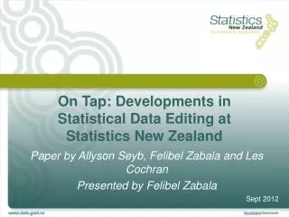 On Tap: Developments in Statistical Data Editing at Statistics New Zealand