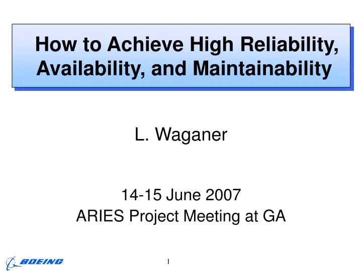 how to achieve high reliability availability and maintainability
