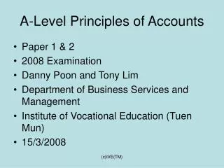 A-Level Principles of Accounts