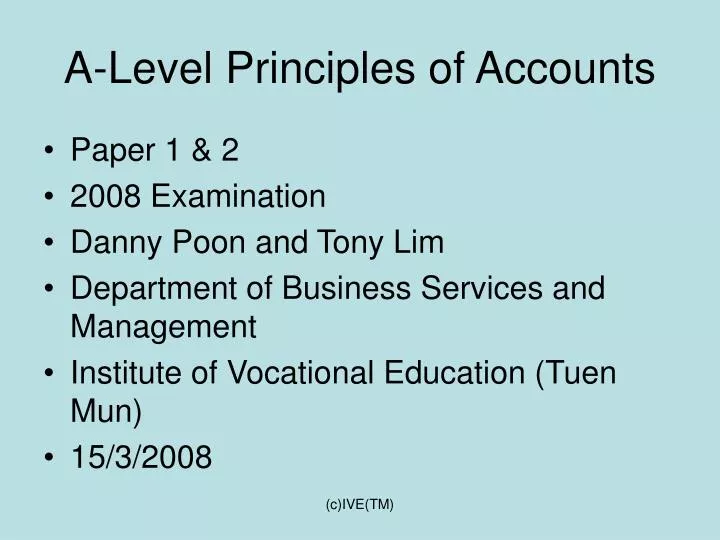 a level principles of accounts