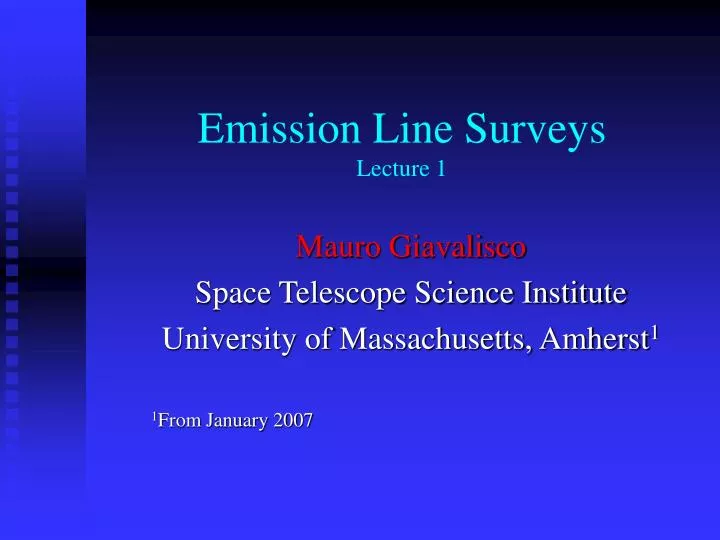 emission line surveys lecture 1