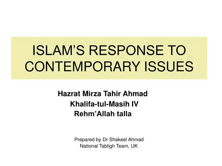 islam s response to contemporary issues