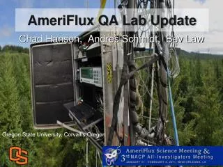 AmeriFlux QA Lab Update