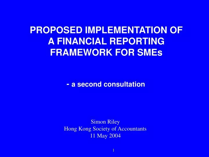 proposed implementation of a financial reporting framework for smes