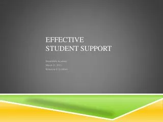 Effective Student Support